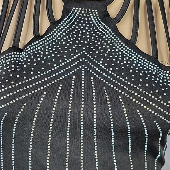 Black SEQUINED CUT OUT Wide Leg Jumpsuit - Picture 3 of 10